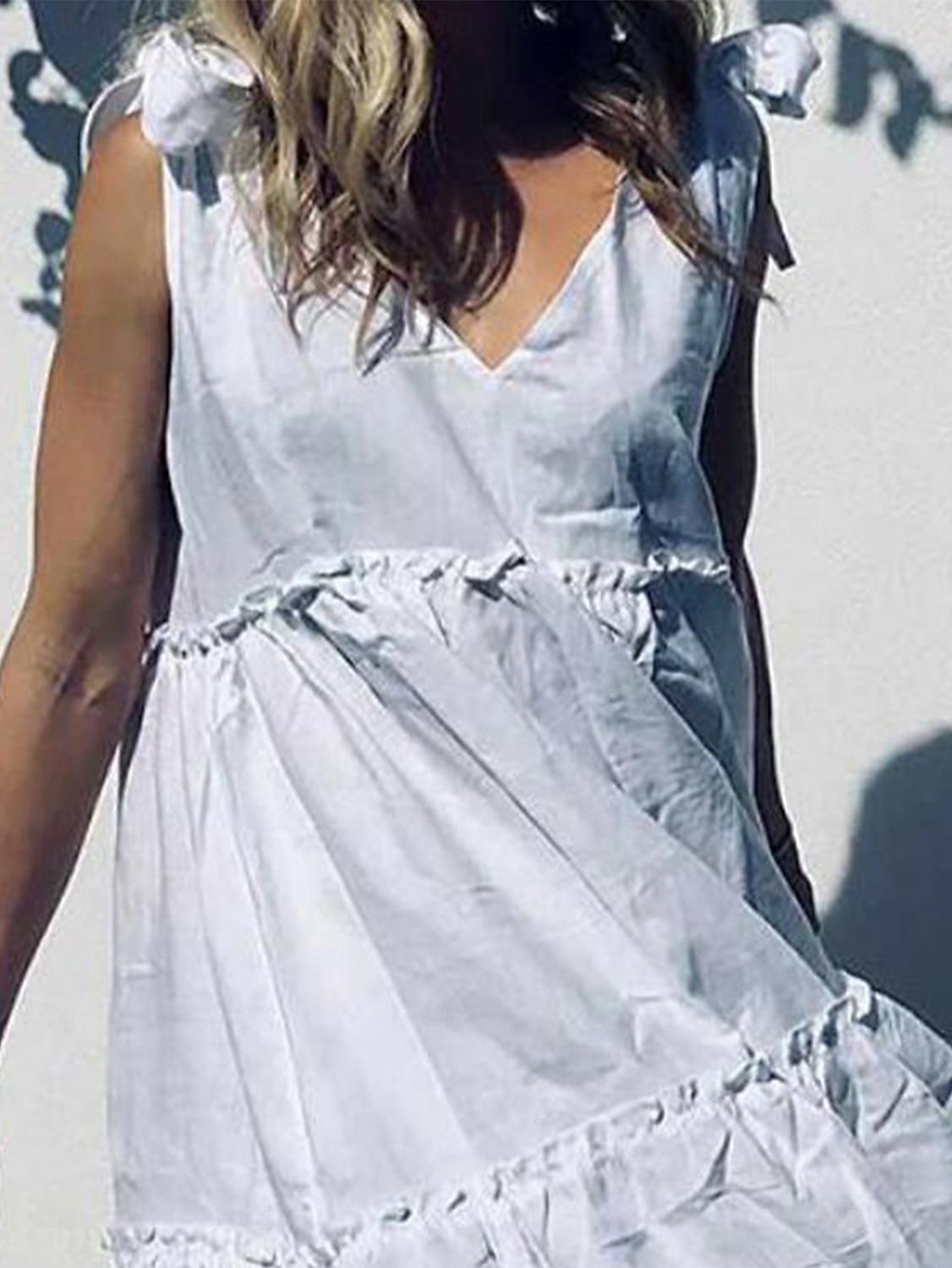 Damen Midikleid Weißes Kleid Casual kleid Sommerkleid Elegant Modern Täglich Sommerkleid Lockere Passform Glatt Einfarbig Ärmellos Tiefes V Schnürkragen Schwarz Weiß Rote Sommer 2025 - $17.99 –P9