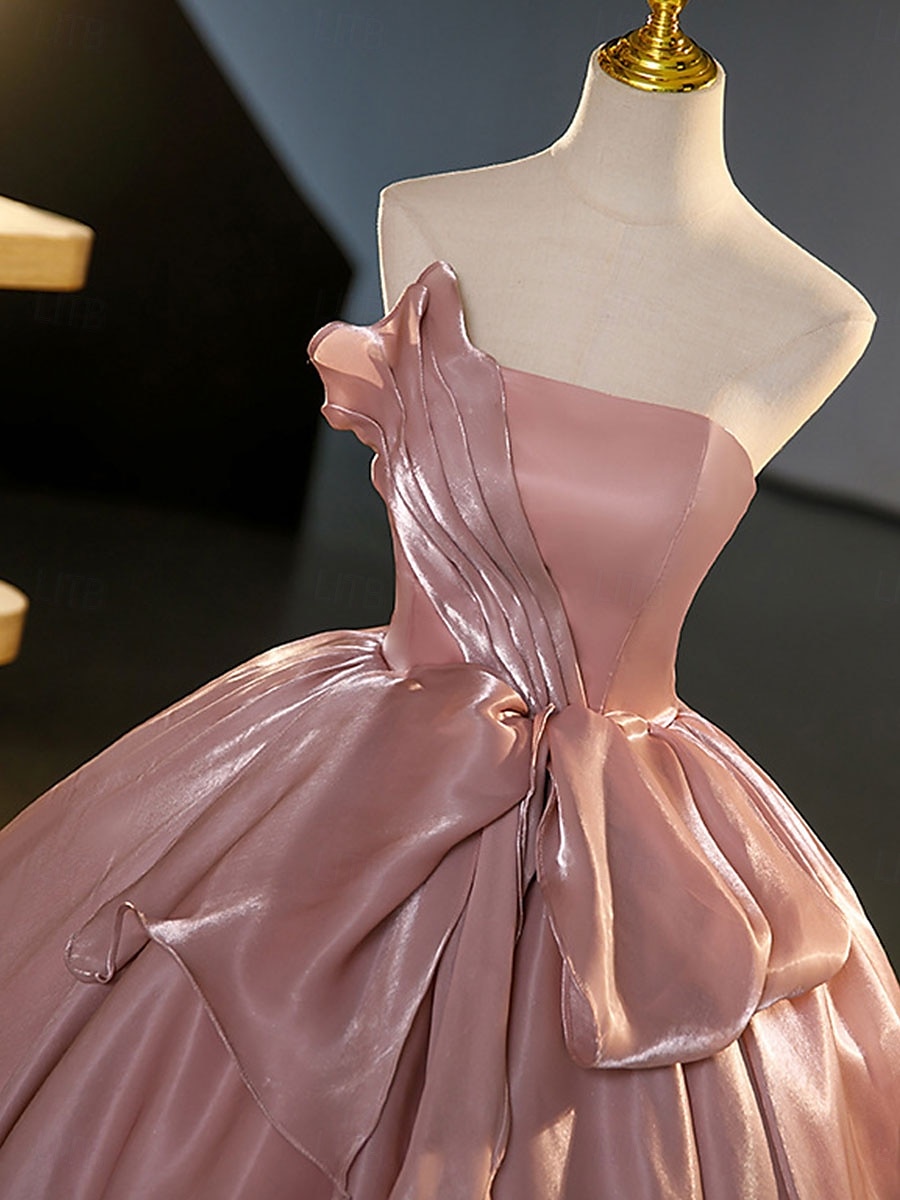 Haine Bal Linia -A Rochii de Quinceanera Elegant Rochie Nuntă Invitat la nunta Lungime Podea Fără manșon Fără Bretele Organza Fără Spate cu Pliuri 2025 2025 - $109.99 –P3