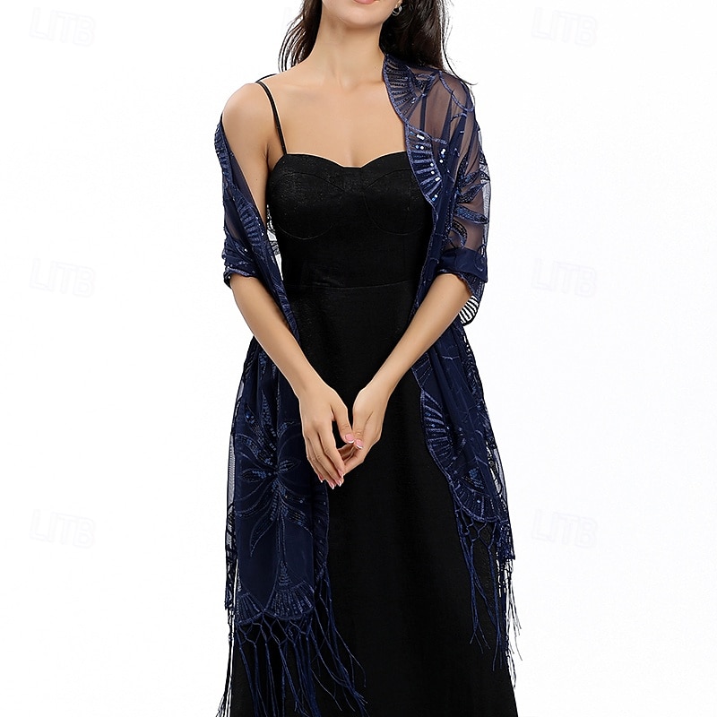 Scialle Donna Elegante Senza Maniche Poliestere Stole da matrimonio Con Nappa Per Feste Primavera & Estate del 2025 a $14.99 –P19