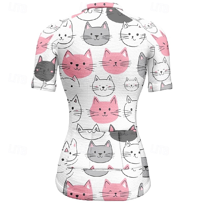 Mujer Maillot de Ciclismo Gato Manga Corta Bicicleta Camiseta Maillot con 3 bolsillos traseros MTB Bicicleta Montaña Secado rápido Diseño Anatómico Capilaridad Transpirable Deportes Negro Blanco 2026 - $23.99 –P4