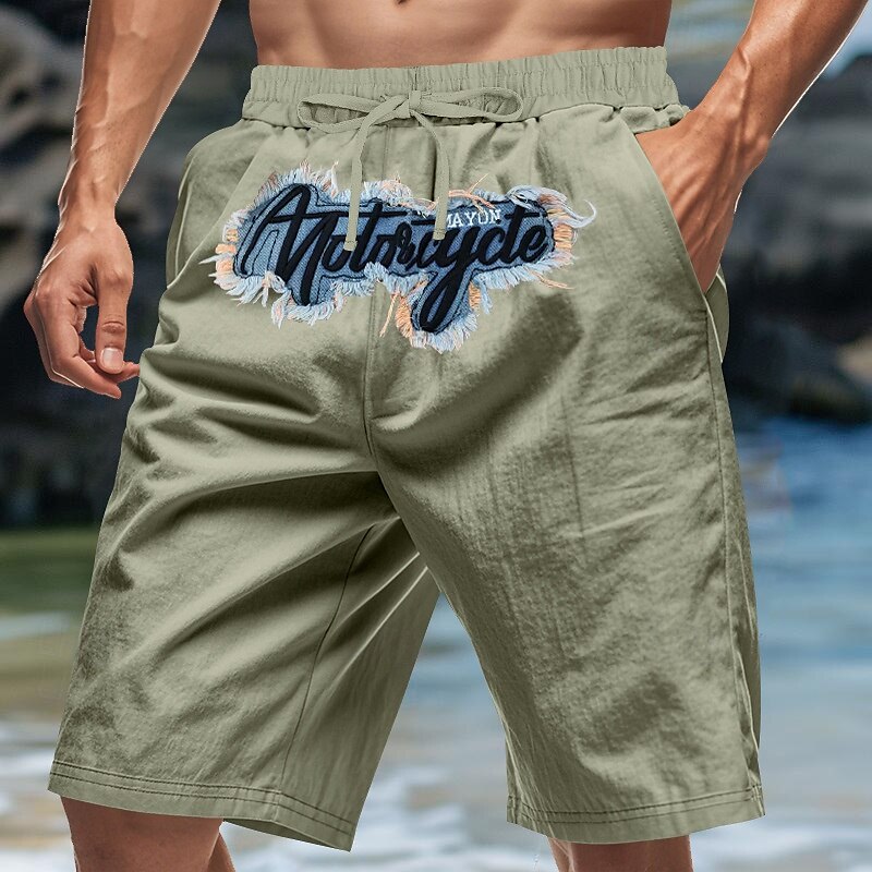 Per uomo Shorts Shorts di Lino Pantaloncini Estivi Shorts da Spiaggia Ricamato Coulisse Elastico in vita Semplice Comodità Traspirante Lunghezza al ginocchio All'aperto Quotidiano Spiaggia Moda del 2025 a $20.99 –P12