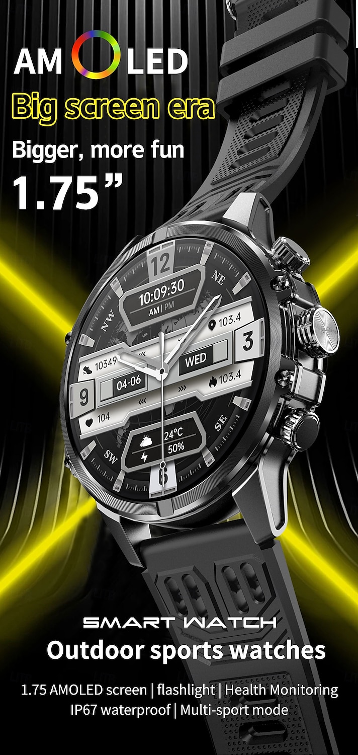 2025年 CF53スマートウォッチ Bluetooth通話 LEDフラッシュライト AMOLEDスクリーン メンズスポーツウォッチ 機能性スポーツウォッチ  コレクション – $73.99 –P1