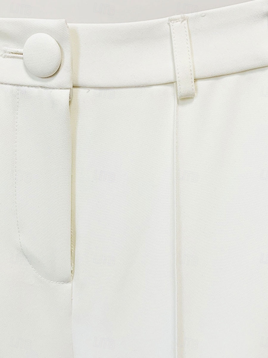 Pantalonpak Moeder van de Bruid Elegante Simpele Overhemdkraag Vloerlengte Katoenmix Lange Mouw met Effen Kleur 2025 - $139.99 –P3