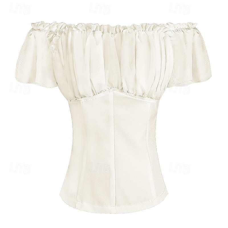 Retro / vintage Rococo Renascentist Bluză / Cămașă Dantelă Funde Culoare solidă Pentru femei Pirat Regal Mascaradă Casul / Zilnic Adulți Bluză 2025 - $27.99 –P13