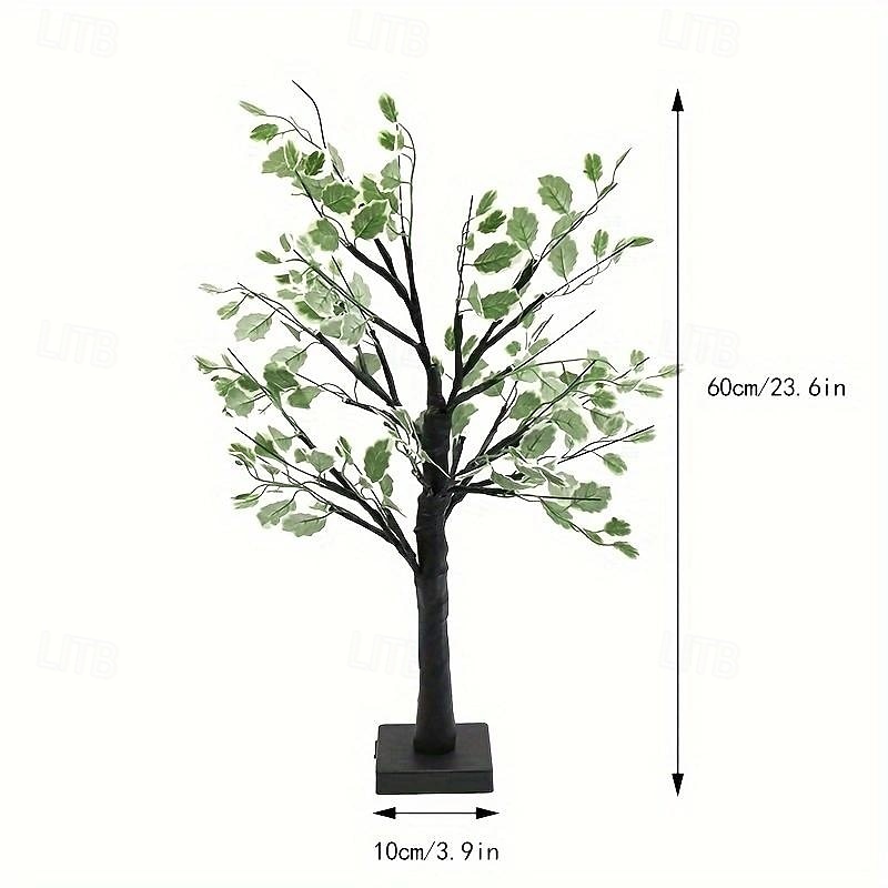 1 szt. 60 cm z zielonym liściem, diodowym oświetleniem choinkowym, ciepłe białe światło, dekoracja dziedzińca na wiosnę i lato, zasilanie z baterii AAA, zasilacz USB o podwójnym zastosowaniu 2025 - $14.99 –P3