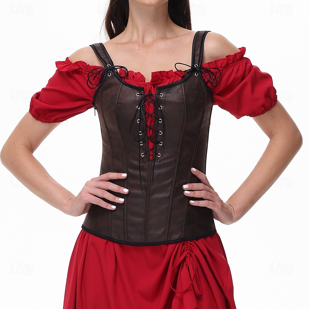 Retró Középkori Reneszánsz Fűző Prsluk Bustier Női Kelta Fantasy Mindszentek napja Farsang Álarcos mulatság Parti Alkalmi / Napi LARP Felnőttek Fűző 2025 - $37.99 –P5