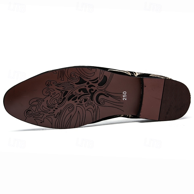 chaussures de bal pour hommes - mocassins en velours noir avec motif de blé brodé doré pour les occasions formelles de 2025 ? $42.99 –P7