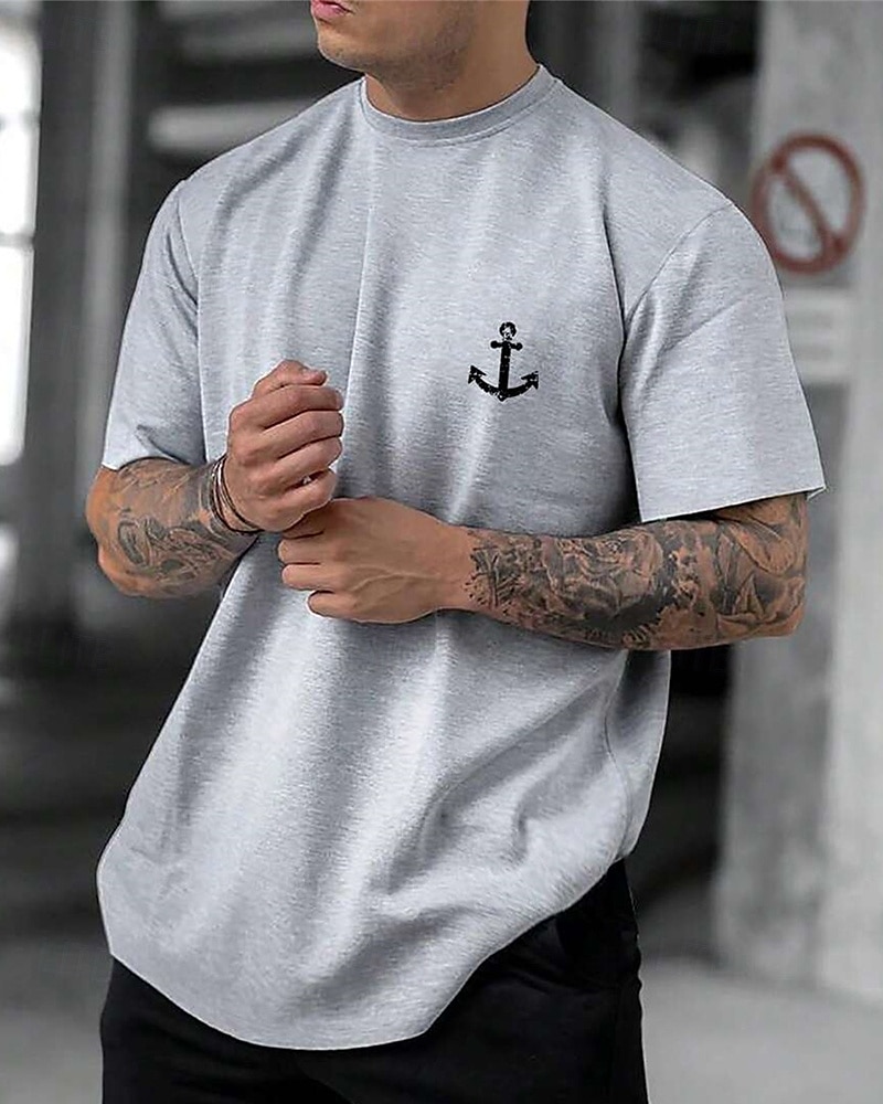 Herren T-Shirt Kurzarmshirt Kurzarm Rundhalsausschnitt Frühling & Herbst Buchstabendruck Mode Designer Druck Urlaub Straße Ausgehen Dunkelgrau Weiß Schwarz Top T-Shirt für Herren 2025 - $15.99 –P8