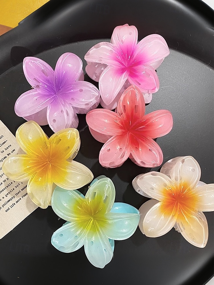 6PCS Hawaiian Plumeria Flower Hair Clips – Tropical Resin Hair Accessories for Women & Girls, Beach Wedding, Luau Party & Summer Vacation Styling 2025 - $11.99 –P6