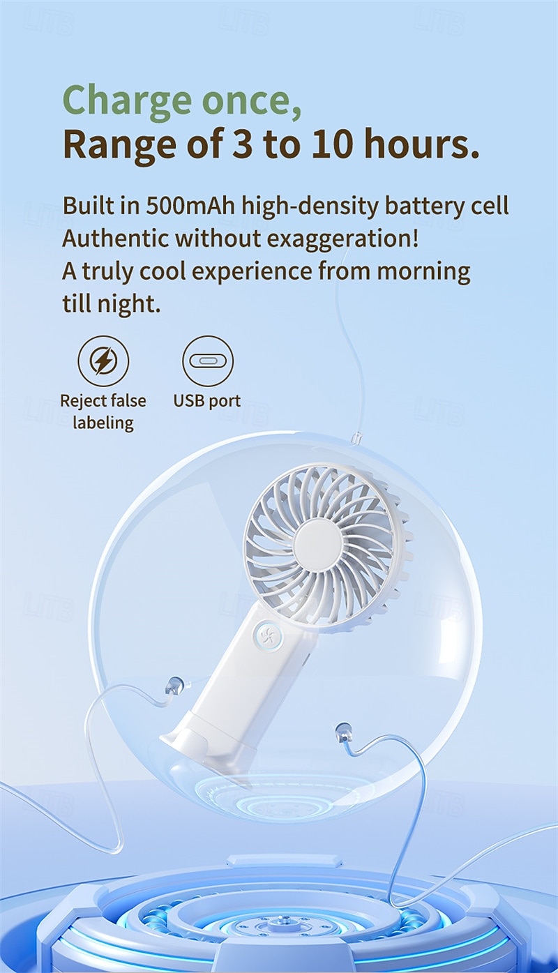 3-Speed Portable Cooling Fan – USB Rechargeable Handheld Electric Fan with 1200mAh Battery for Personal Use 2025 - $13.99 –P10