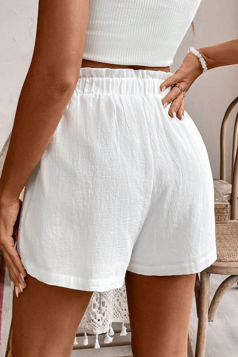 Women's Linen-Inspired Shorts Shorts Slacks Streetwear Casual Short Natural Plain Pocket Elastic Drawstring Design Comfy Comfortable Outdoor Vacation White Summer Regular Fit 2025 - $17.99 –P5