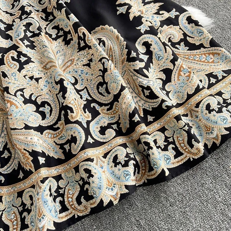 Női Midi ruha Boho ruha Divat Szabadság Alkalmi Hétvége Normál Virág Hosszú ujj Állógallér Fekete Medence Sárgabarack Nyár 2025 - $31.99 –P8