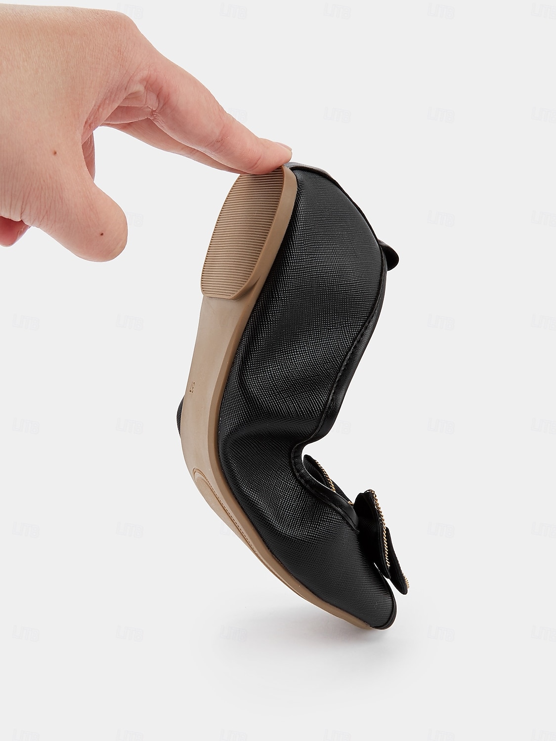 balerini negri matlasați, cu vârf deschis, cu fundă - pantofi șic cu slip-on pentru birou și purtarea de zi cu zi 2025 - $18.99 -P4