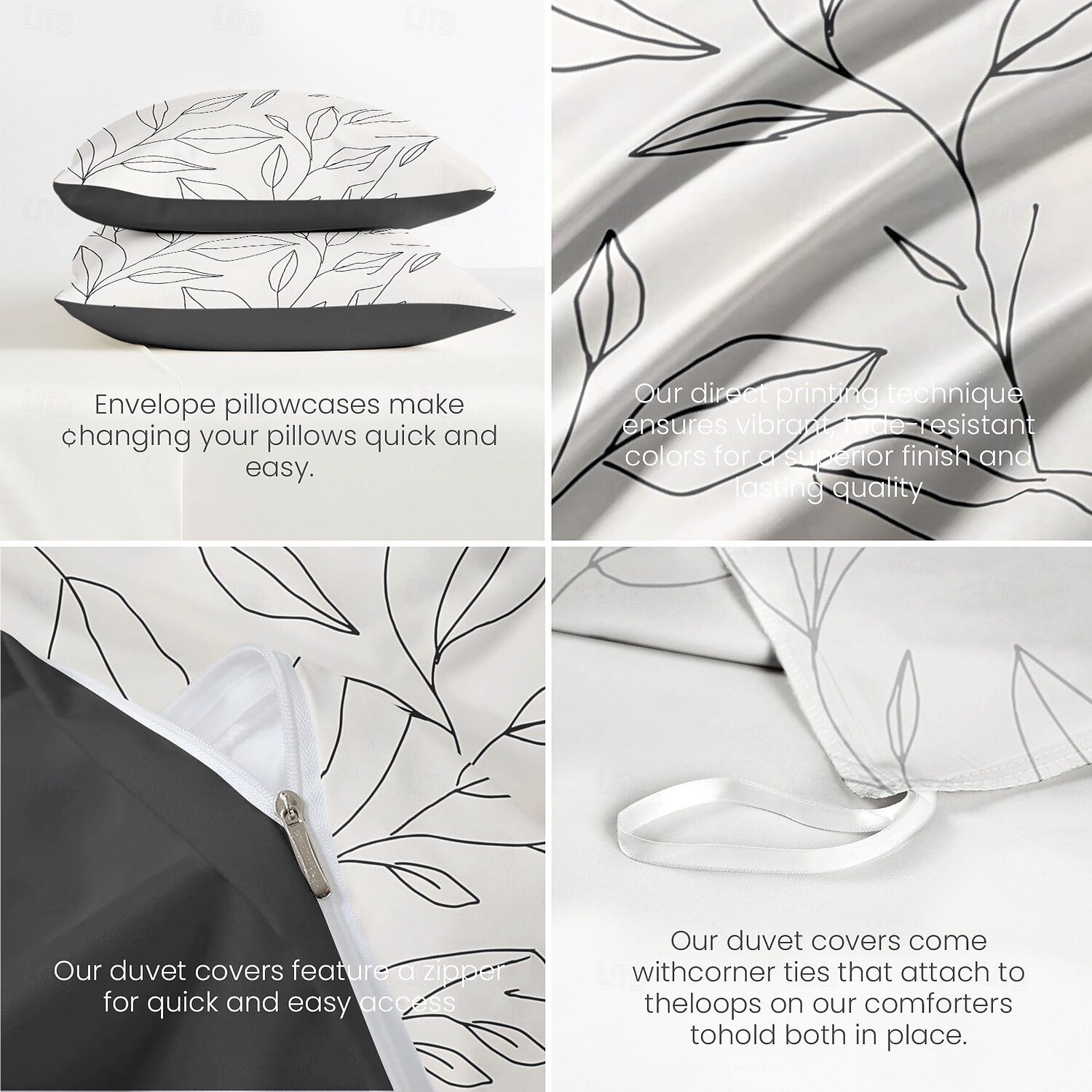 Simple Leaves Duvet Cover Full Size Bedding Set Bed Sets Quilt Cover Soft Lightweight Comforter Cover with 2 Pillowcases for Summer Spring 2025 - $60.99 –P4