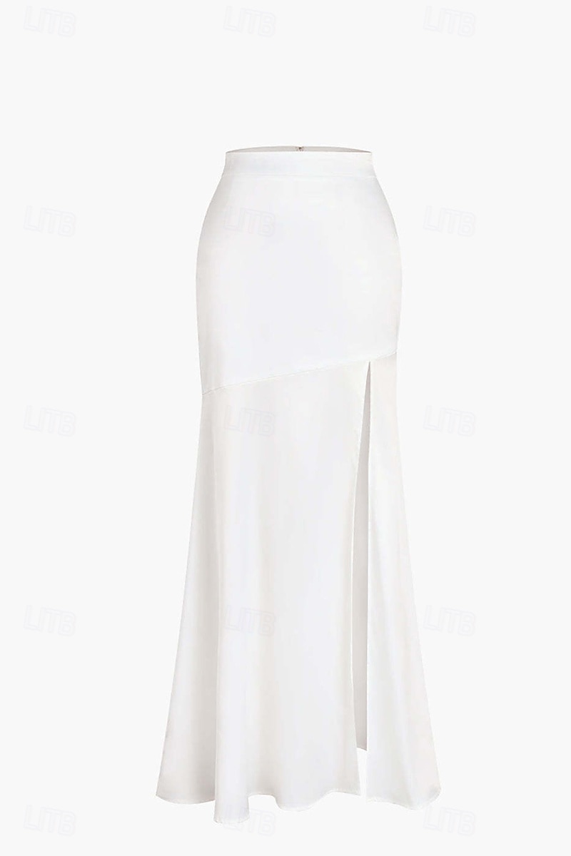 Pentru femei Bodycon Sirenă Modă Maxi Talie Înaltă Fuste Simplu Varfuri despicate Micro-elastic Petrecere Petrecere de zi de nastere Alb Vară Poliester 2025 - $22.99 –P3