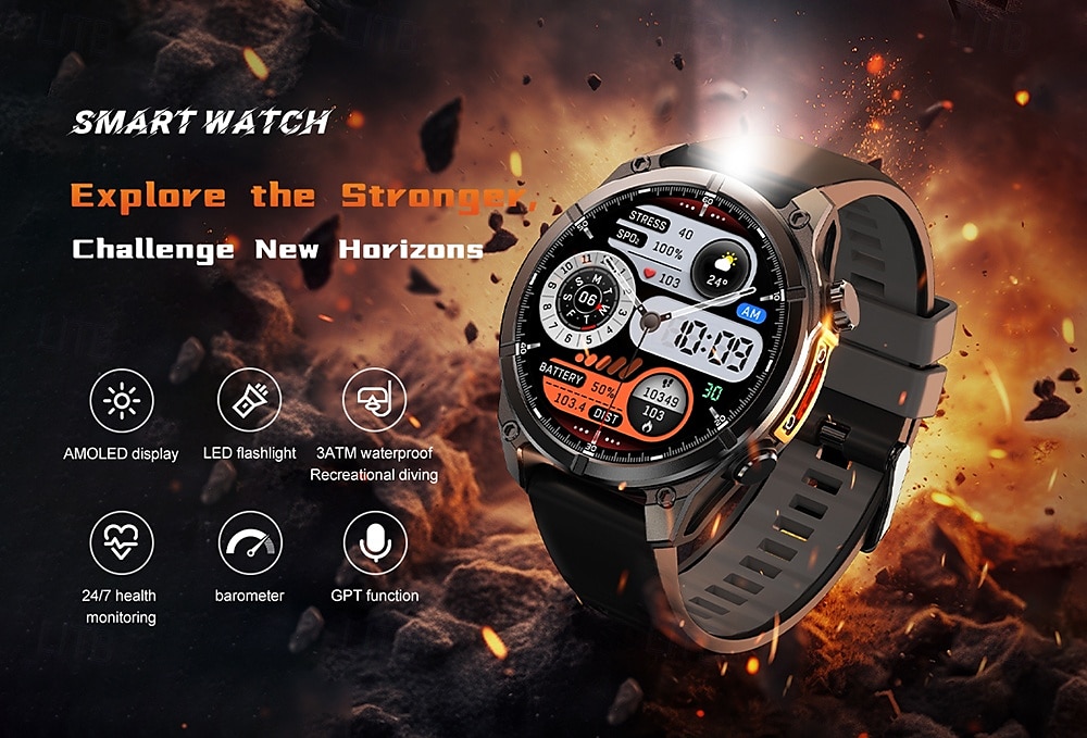 iMosi HD300 Smart Watch 1.43 inch Smartwatch Fitness Running Watch Bluetooth Pedometer Call Reminder Sleep Tracker Compatible with Android iOS Women Men Hands-Free Calls Waterproof Media Control IP68 2025 - $67.99 –P1