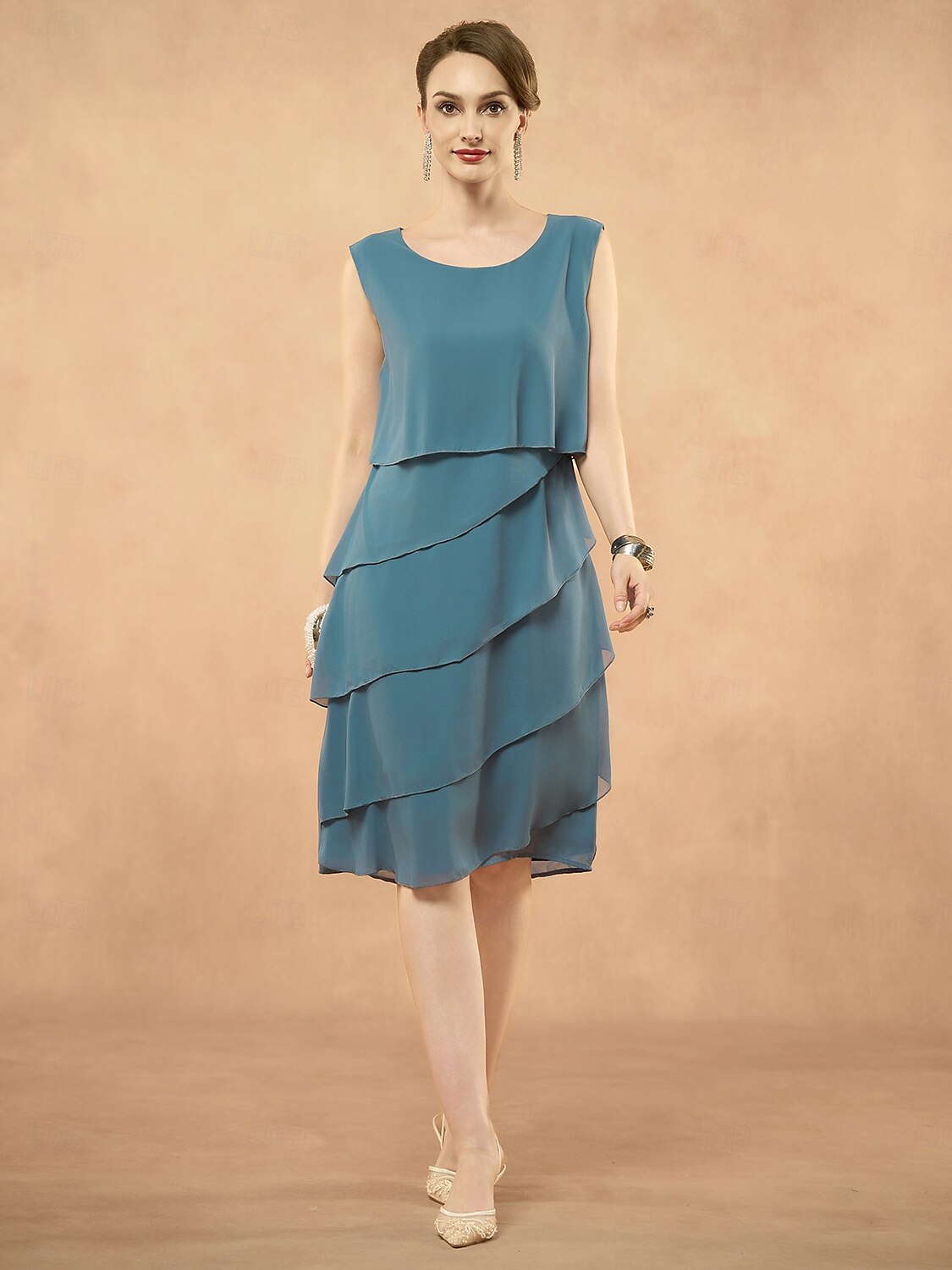A-lijn Moeder van de bruid jurk Elegant Met sieraad Tot de enkel Chiffon Mouwloos met Geplooid Effen kleur 2025 2025 - $69.99 -P1