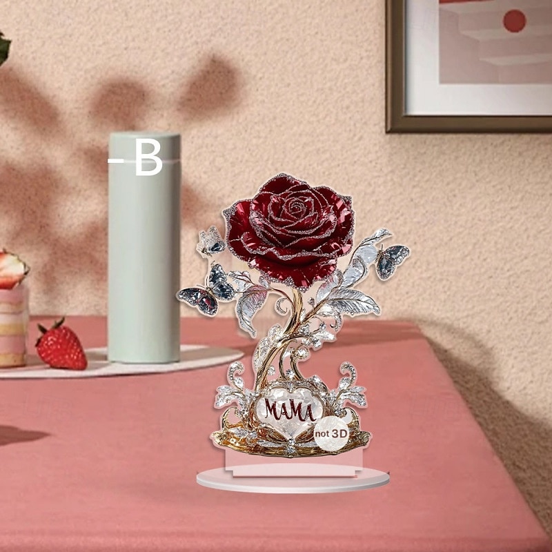 Cadeau de rose plate 2D pour femme, cadeau d'anniversaire de femme, cadeau de rose pour maman, imitation de rose en cristal, rose éternelle, meilleure amie de la femme, petite amie, pas besoin de 2025 ? $12.99 –P3