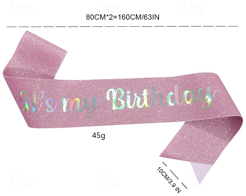 verjaardagsfeestje modieuze verjaardagsversieringen 2-delige set voor meisjes en vrouwen hoofdband en sjerp met 'it's my birthday' verkrijgbaar in meerdere kleurencombinaties 2025 - $9.99 –P3