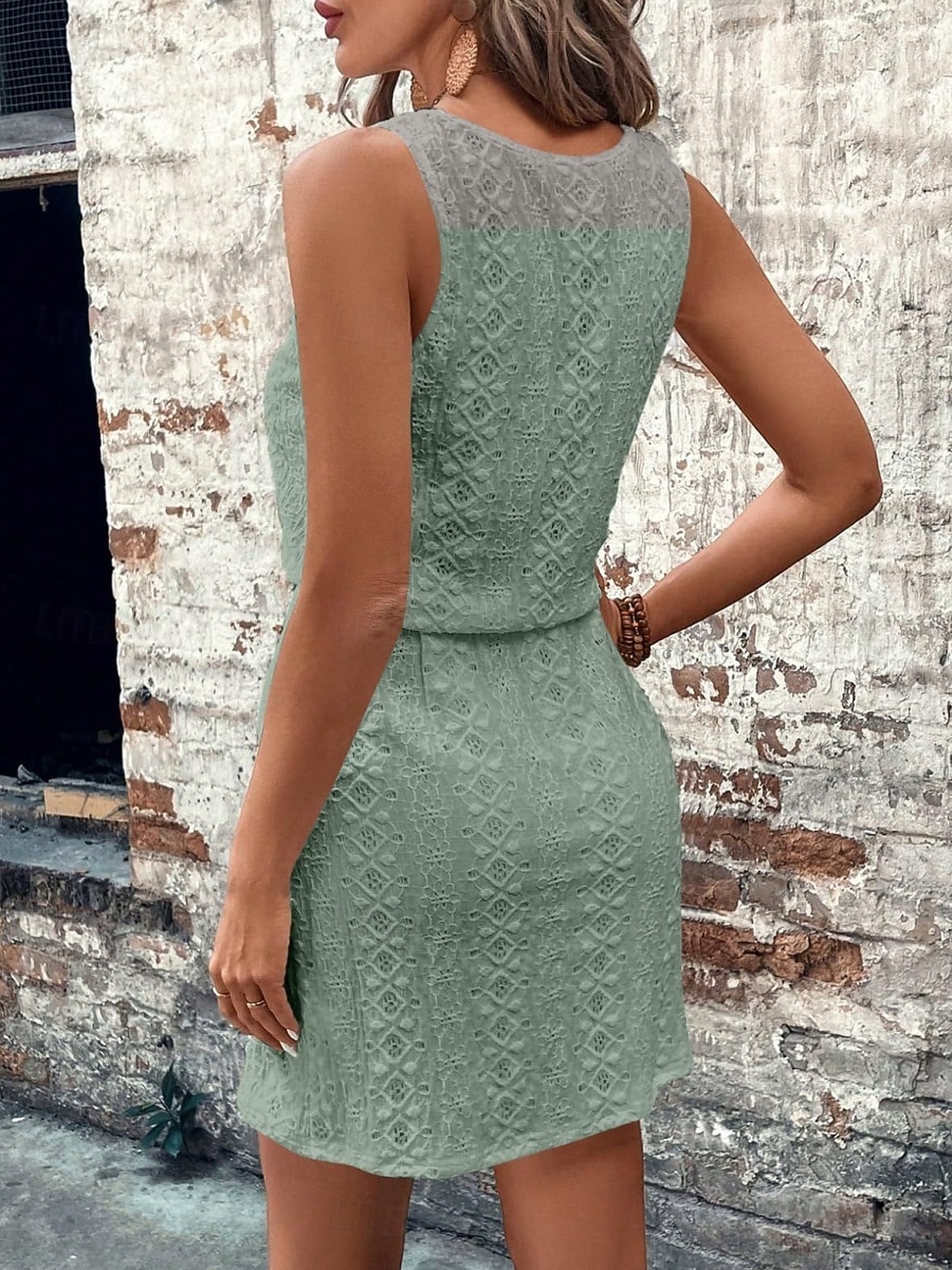 Damen Minikleid A Linie Kleid Sommerkleid Lässig Täglich Normale Passform Einfach Ärmellos U-Ausschnitt Blau Schwarz Weiß Königliches Blau Sommer Frühling 2026 - $32.99 –P9