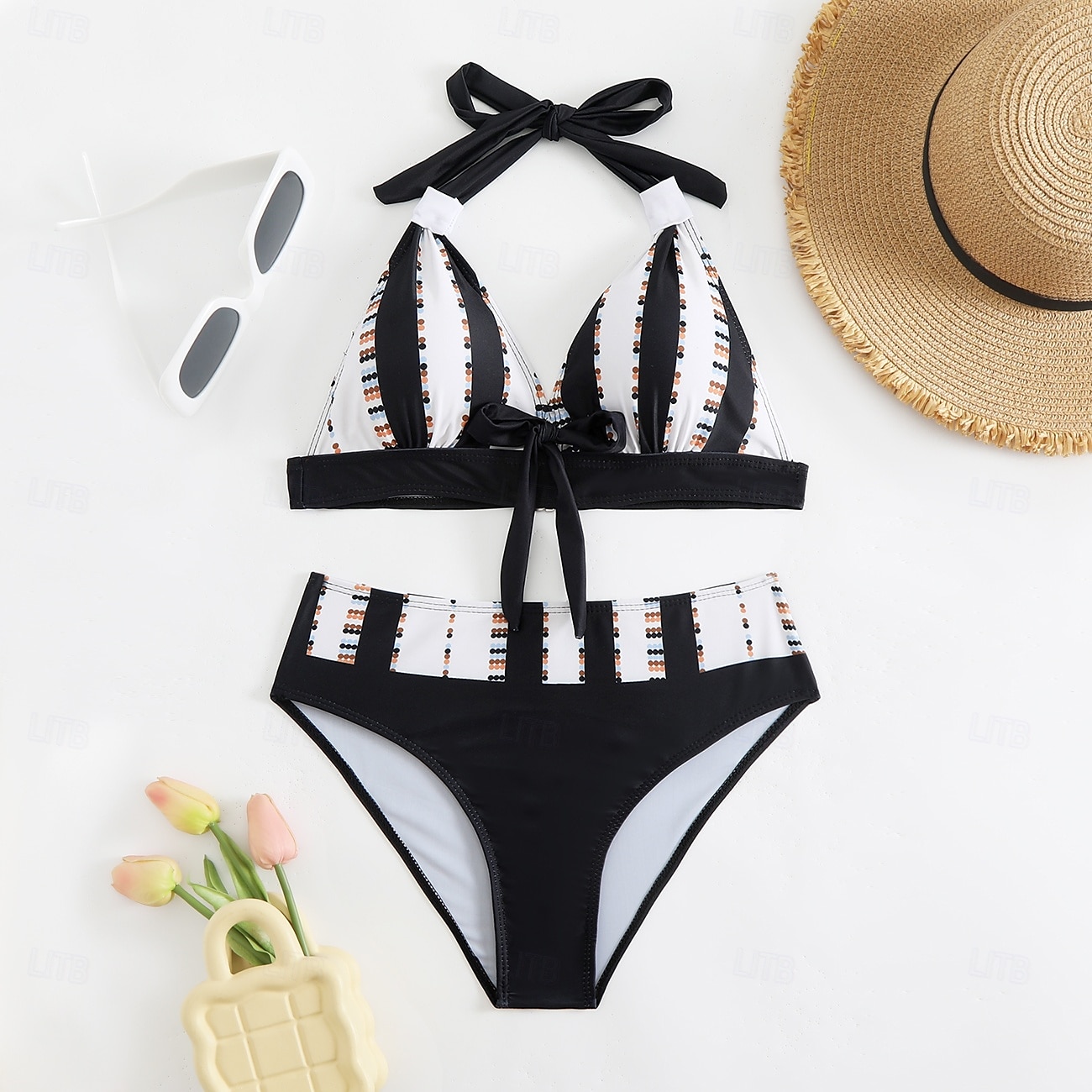 Damen Badeanzug Bikini Tankini Zweiteilig Monokini Freche Unterhose Bademode Tiefes V Push-Up Gestrickt Urlaub Tropisch Grafik Farbblock Stürzen Ärmellos Badeanzüge 2025 - $22.99 –P3