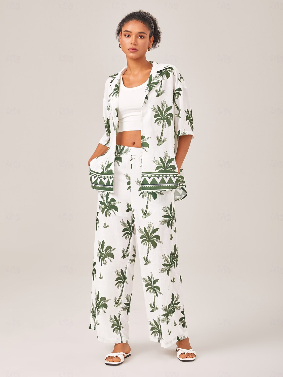 Femmes Col de chemise Vacances Tropical Mode Vert XS S M Été de 2025 ? $89.99 –P6