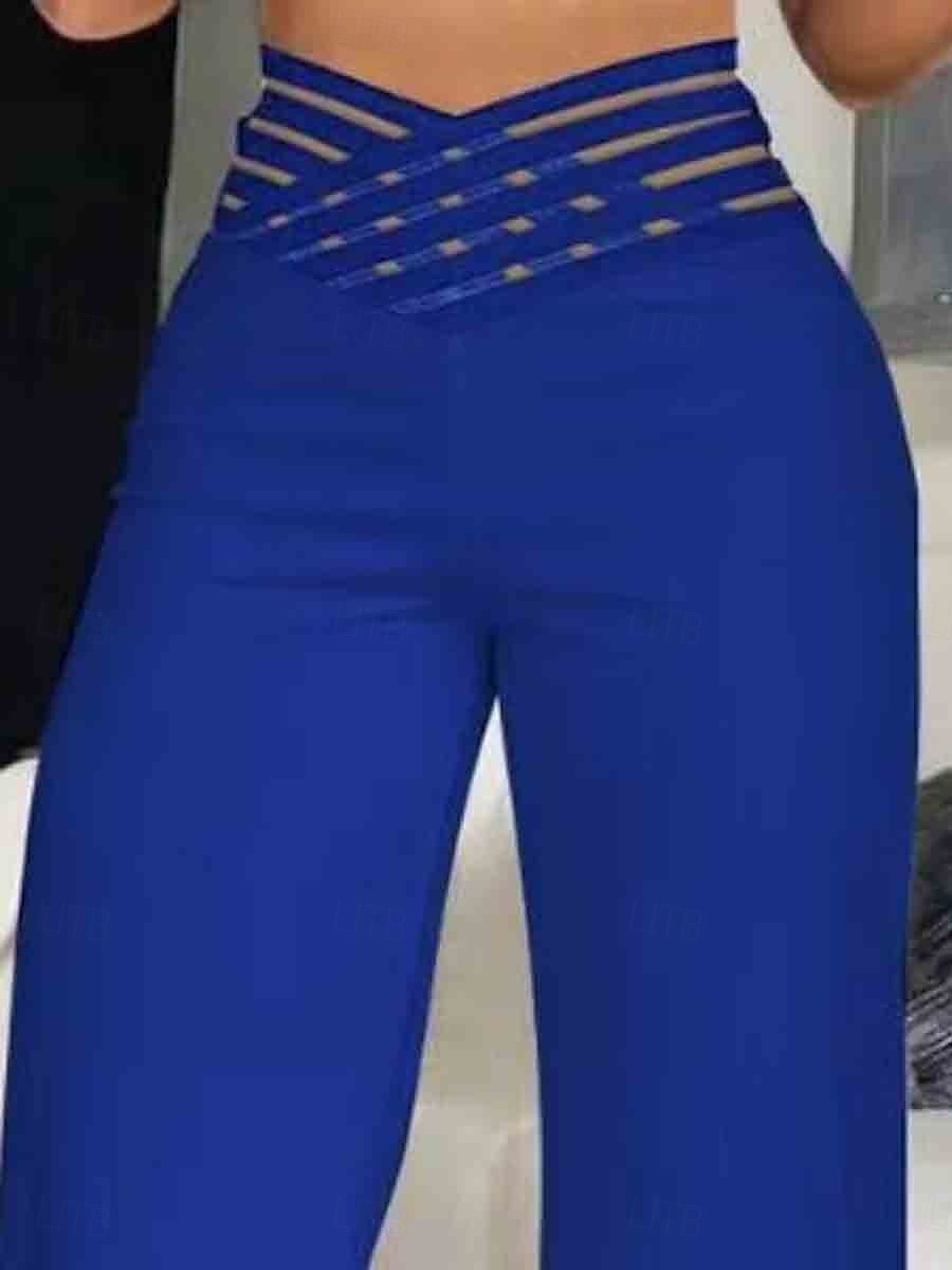 Pantaloni Chino Larghi da Donna Pantaloni Baggy Moda Streetwear Lunghezza Completa Alta Vita Semplice Elasticizzati Comodi Soffici Confortevoli Micro-elastici all'Aperto Strada Nera Bianca Blu Fucsia del 2025 a $17.99 –P3