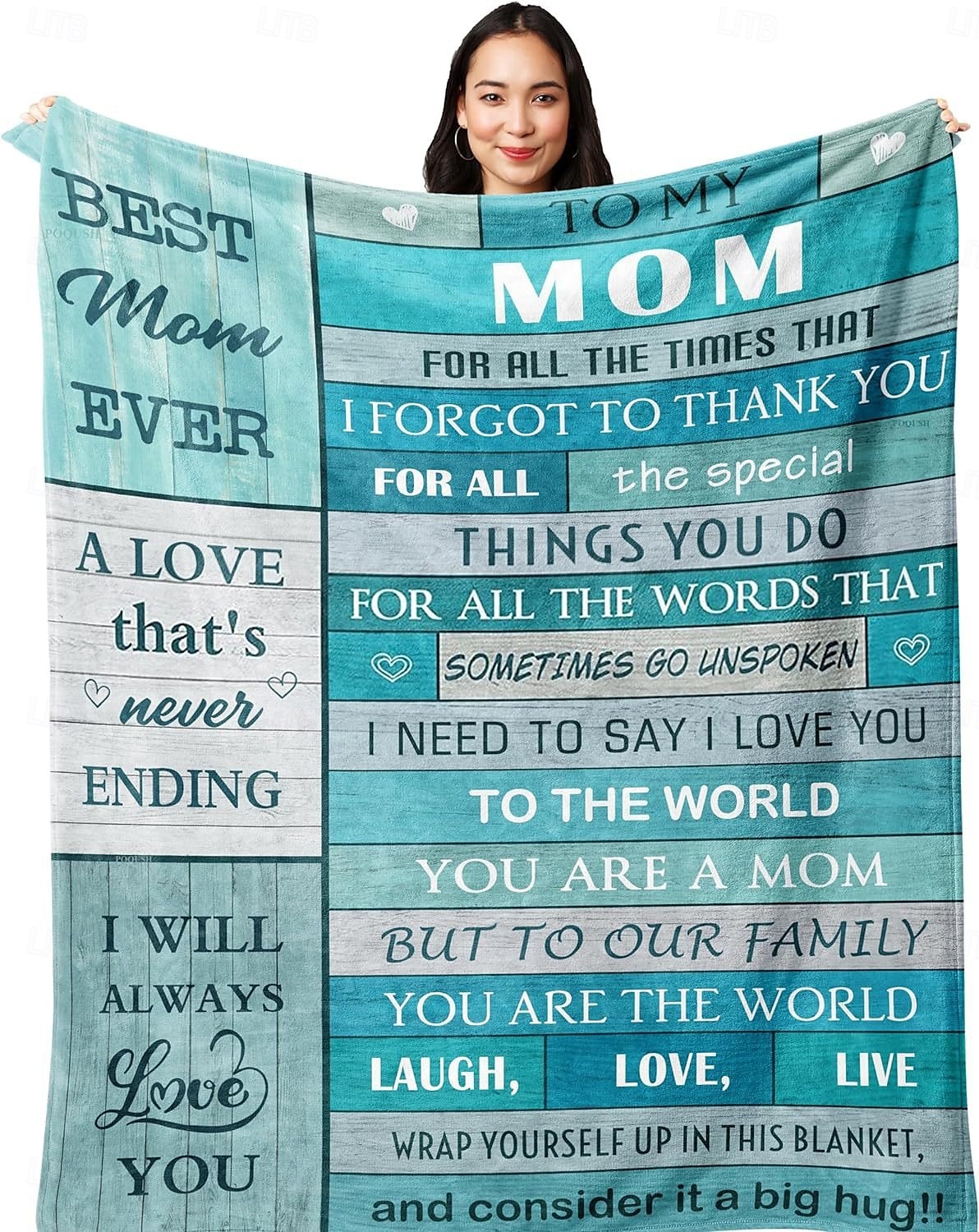 couverture fête des mères, une lettre à maman, cadeau fête des mères, couverture douce et confortable, cadeau parfait pour maman, motif floral ou cœur, chaud et confortable de 2025 ? $19.99 –P6