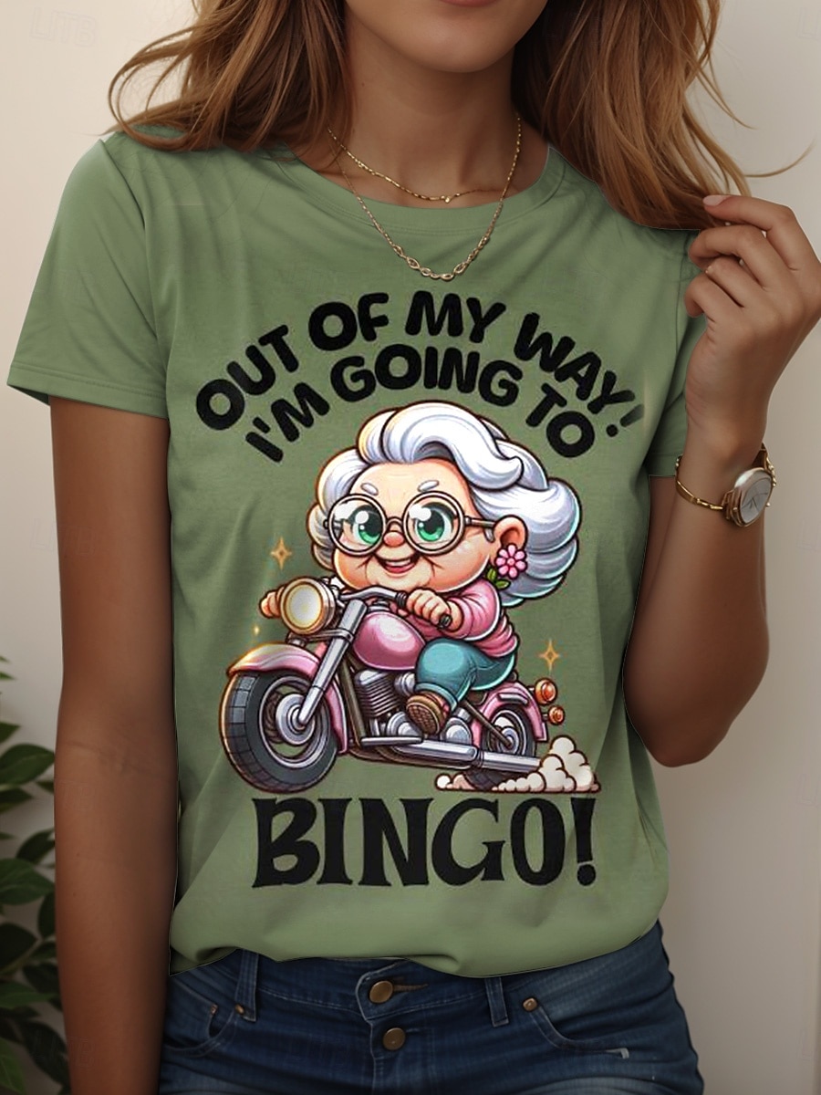 Pentru femei Tricou Grafic Desene Animate Scrisă Stilat Casual Manșon scurt Stil Nautic Rotund Topuri obișnuite Zilnic Sfârșit de săptămână Imprimeu Alb Galben Roz Îmbujorat Trifoi Vară Primăvară 2025 - $19.99 –P3
