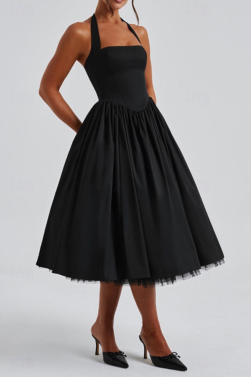 Pentru femei Rochii Midi Rochie albă Rochie de absolvire Modă Modern Zi de Naștere Concediu Absolvire Fit regulat Simplu Fără manșon Gâtul halter Negru Alb Roșu-aprins Vară 2025 - $32.99 –P8