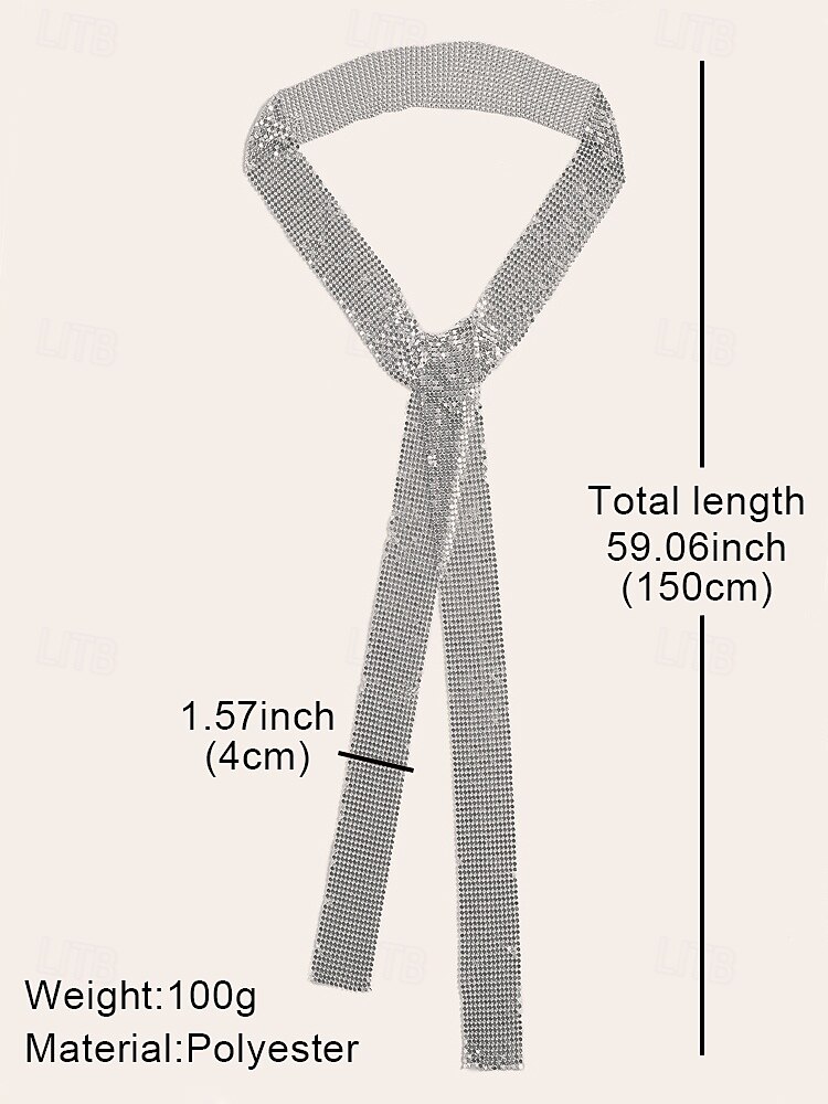 Zilveren choker sjaal met strass steentjes voor dames – glinsterende statement ketting voor feestjes, nachtclubs en festivaloutfits 2026 - QAR 34.27 –P6
