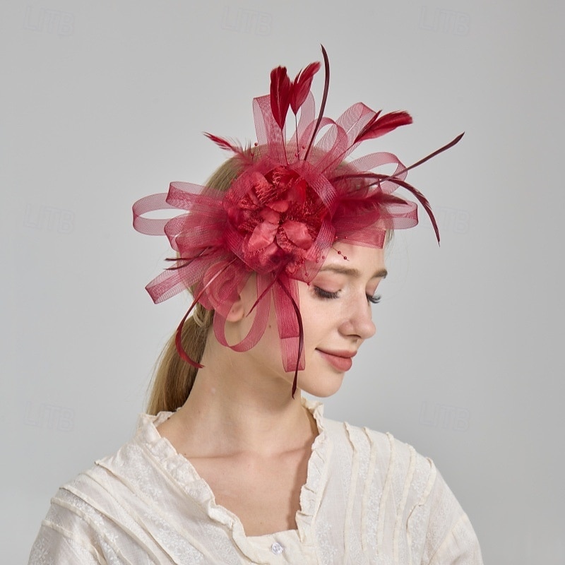 Kopfstück Tüll Federn Hochzeit Abendgesellschaft Elegant Hochzeit Mit Feder Kopfschmuck Kopfbedeckung 2025 - $16.49 –P7