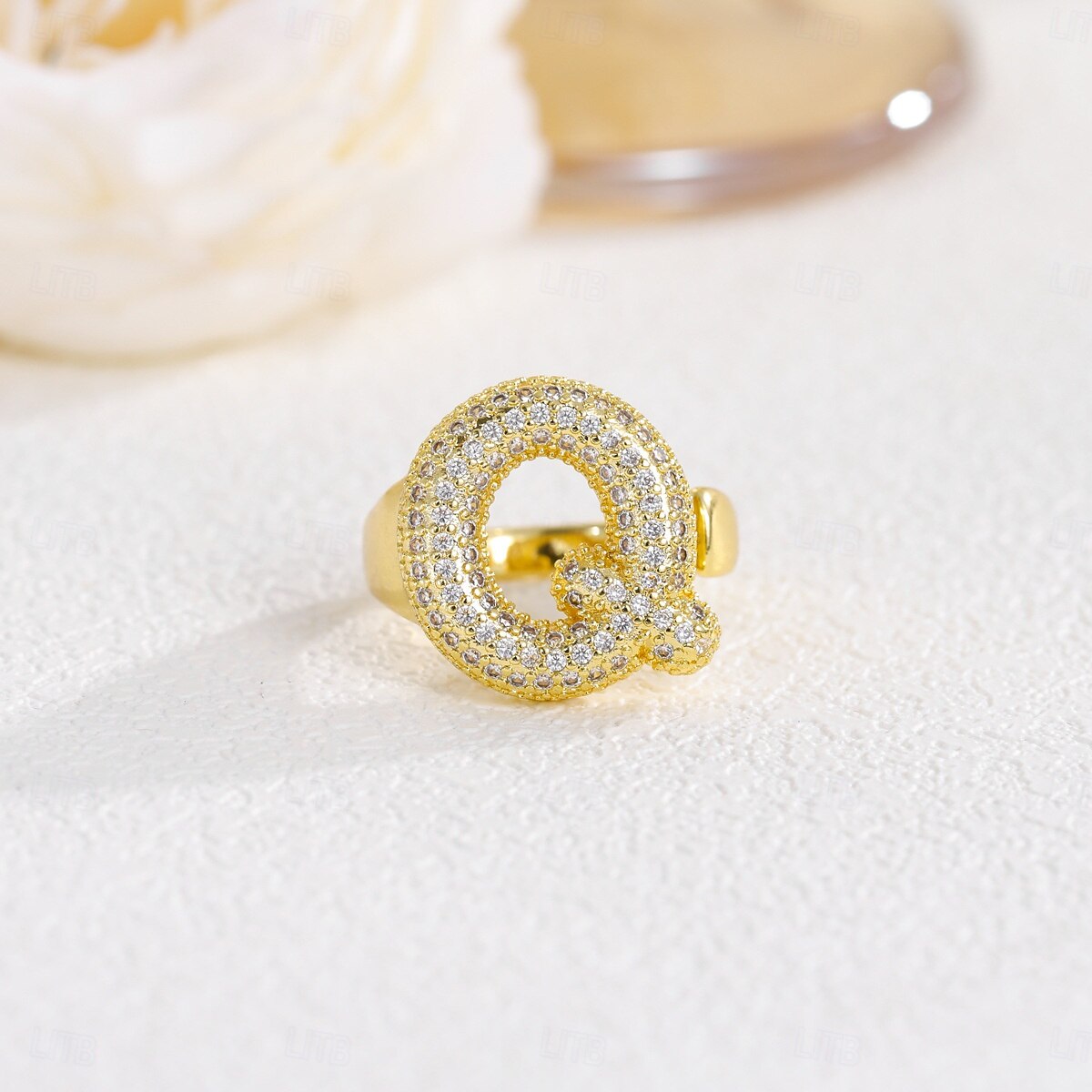 Personalized Letter Ring, Gift for Mom, 18K Gold Plated Adjustable Ring, Copper with Zircon, Open Band Initial Ring, Elegant and Stylish Jewelry for Women 2025 - AU $6.89 –P7