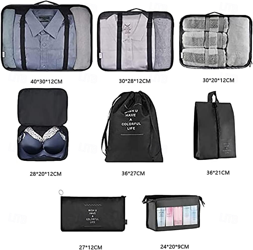 8-Piece Compression Packing Cubes Set for Travel, Luggage Organizer, Clothing and Accessories Sorting Storage Bags, Suitcase Organizing Set for Efficient Packing 2025 - $17.49 –P3