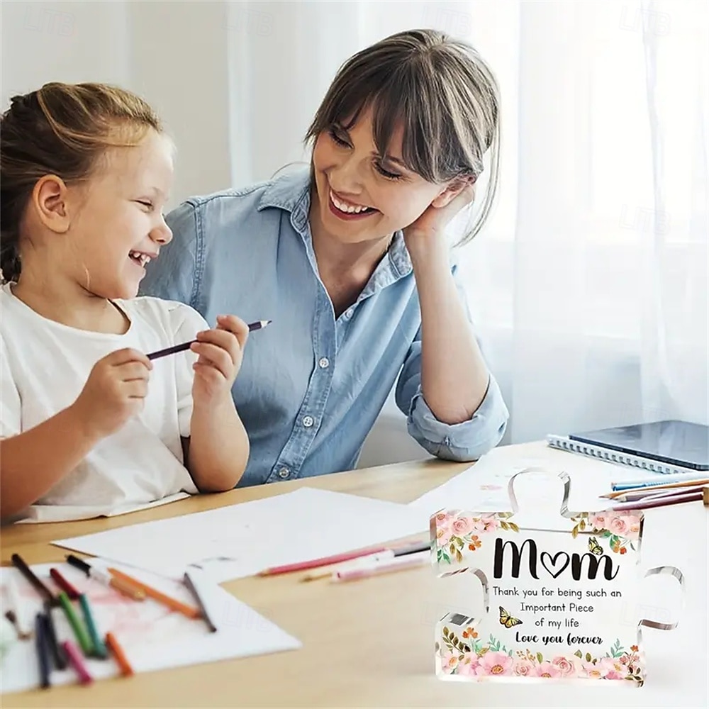 affascinante targa puzzle a forma di fiore in acrilico - regalo perfetto per la mamma da parte di figlia o figlio ideale per compleanni natale &anniversari elegante arredamento scrivania del 2025 a $11.49 –P5