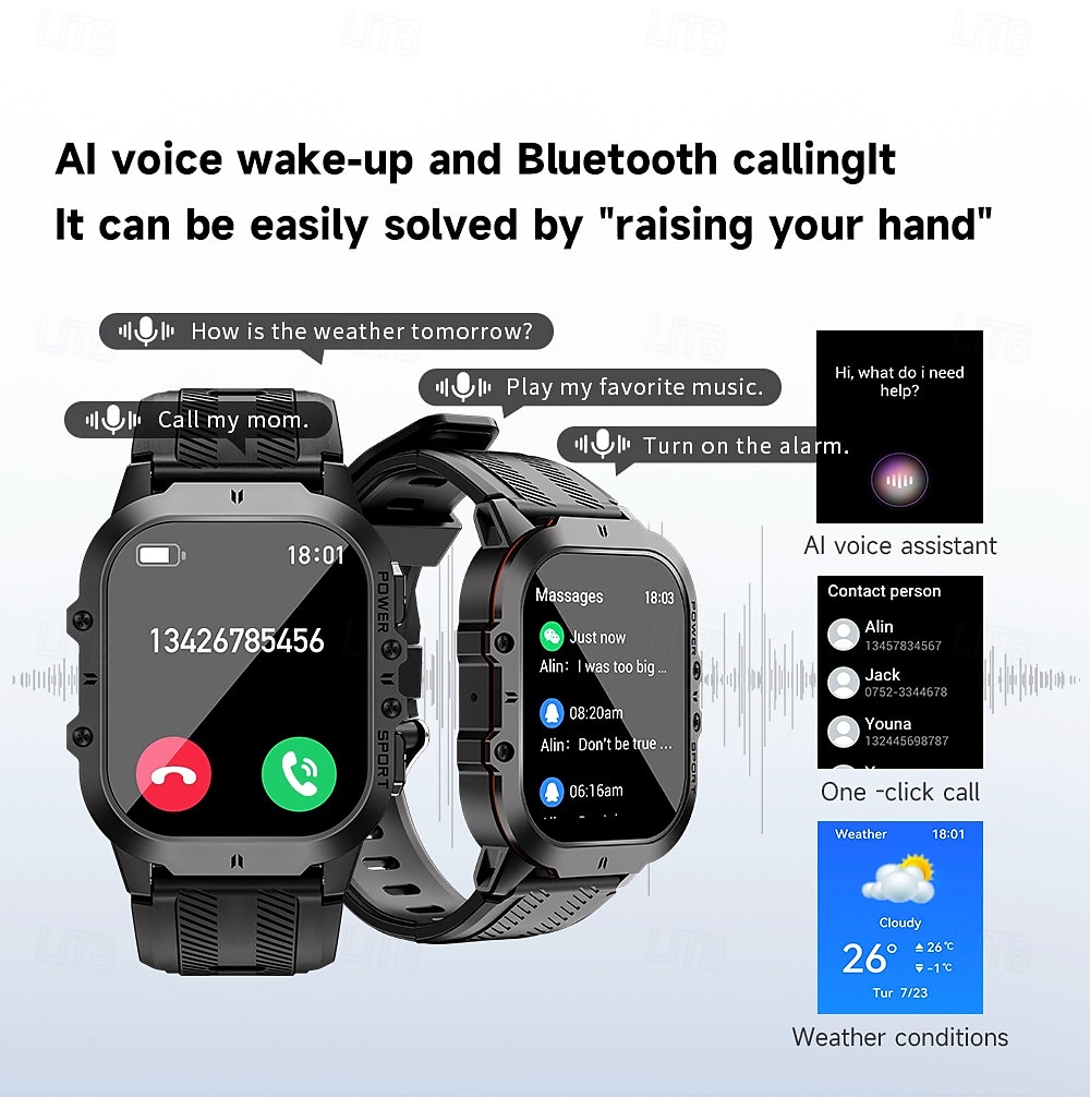 696 Smart Watch Fitness Tracker EKG PPG Bluetooth Samtalspåminnare Android iOS IP67 44mm 1.96 2025 - $64.99 –P12