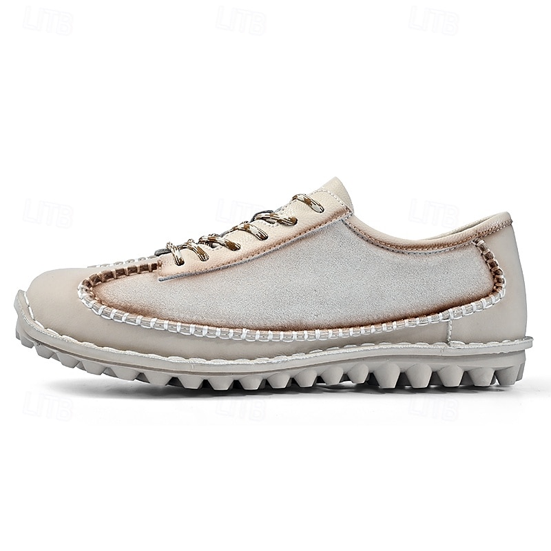 scarpe casual da uomo con lacci fatte a mano color bordeaux e grigio – scarpe da passeggio in pelle vintage del 2025 a $42.99 –P6