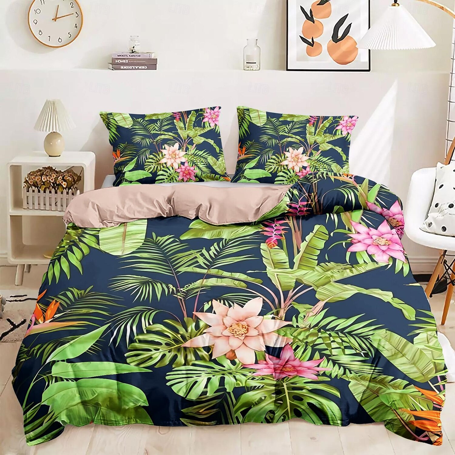 Conjunto de Capa de Edredom Floral 100% Algodão Suave e Respirável com Flores Tropicais Capa de Edredom Leve e Durável Confortável para Todas as Estações Fácil de Cuidar de 2025 por $60.99 –P4