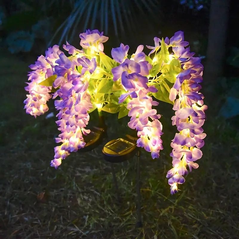 2 szt. lamp solarnych LED na zewnątrz, lampa ogrodowa, kwiat wisteria, oświetlenie patio, wodoodporne oświetlenie LED na ścieżkę, trawnik, ogród, dziedziniec, chodnik, dekoracja świąteczna 2025 - $46.99 –P2