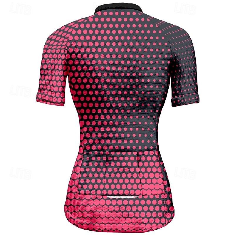 2026年 女性用 サイクリングジャージー 波点 半袖 バイク Tシャツ ジャージー 3つのリアポケット付き マウンテンサイクリング 速乾性 人間工学デザイン ウィッキング 高通気性 スポーツ ピンク ブルー ダークグリーン 衣類  コレクション – $23.99 –P2