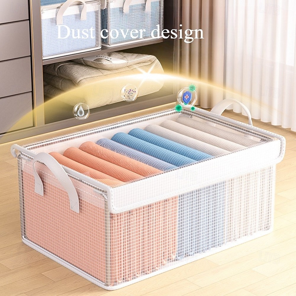 Clear Clothing Storage Box with Lid, Large Capacity Transparent Drawer Organizer, PVC Wardrobe Storage Container for Blankets, Clothes, and Fabric Organization 2025 - $11.49 –P2