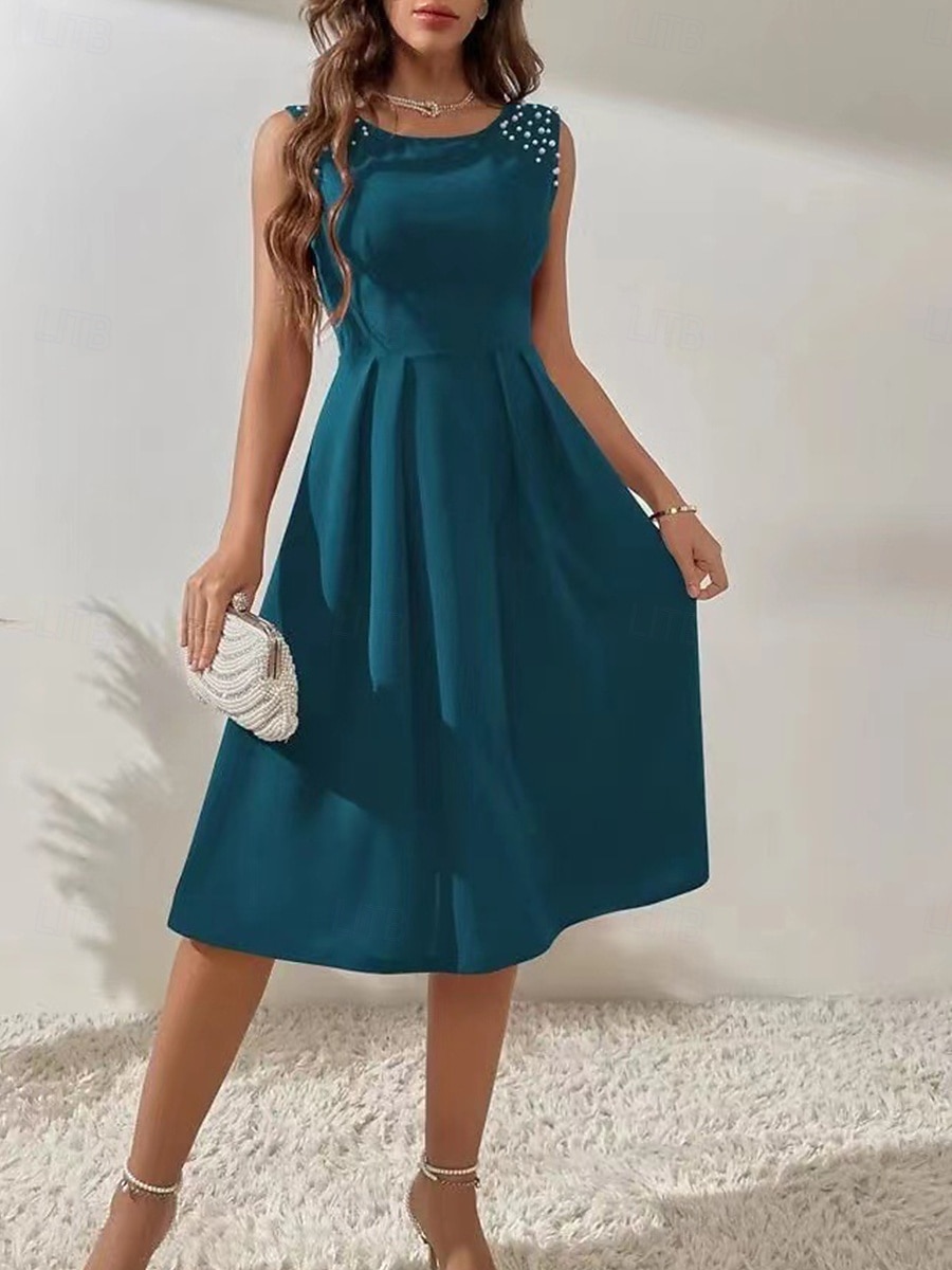 Fit And Flare Mekko Cocktailmekot Juhlamekot Loma Hihaton Tiukka pyöreä kaula-aukko Päivittäin Loma Polyesteri kanssa 2026 - $33.99 –P5