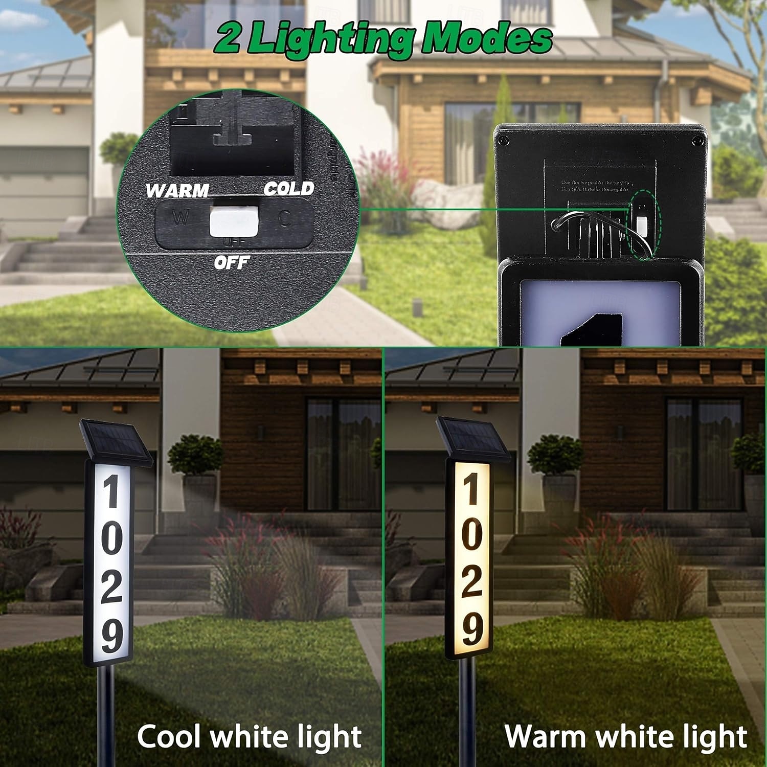Solar Address Lights Lighted House Address Numbers Sign House Numbers for Outside Light up LED Illuminated Home Number 2-Color Lighting Modes Waterproof Lighted Address Plaque for Yard Home 1PC 2026 - $51.99 –P3