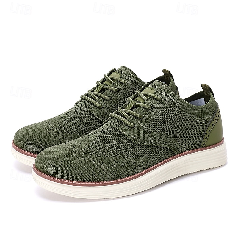Men's Breathable Knit Brogue Sneakers - Casual Lace-Up Lightweight Shoes for Daily Wear & Walking 2025 - $34.99 –P6