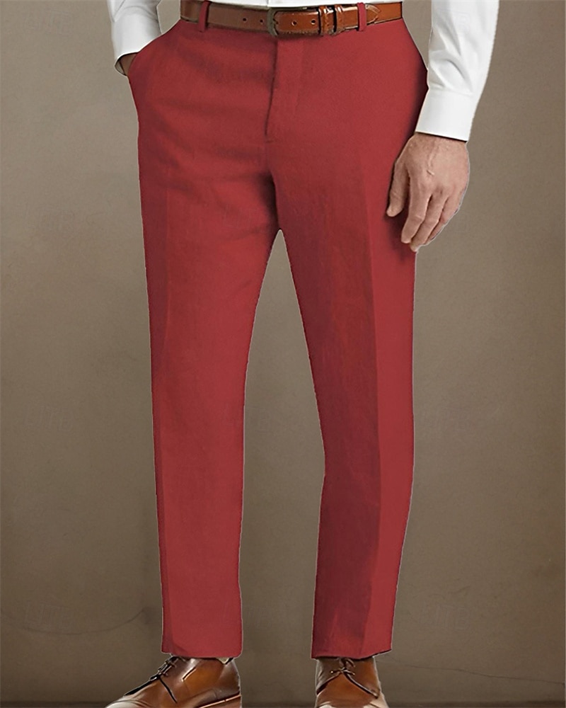 Men's Linen Pants Trousers Summer Pants Beach Pants Pocket Buttons Plain Comfort Breathable Vacation Daily Holiday Hawaiian Boho Black White 2025 - $25.99 –P8
