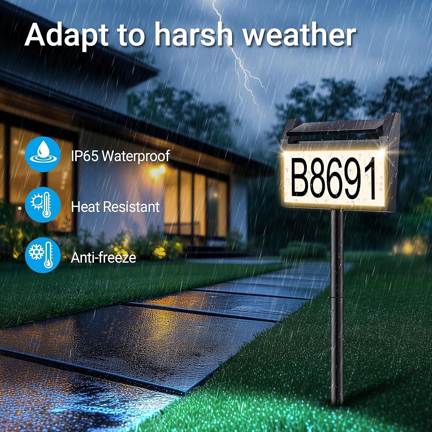 Solar Address Lights LED Illuminated Outdoor Address Plaque with Smart Control 3-Color in 1 Waterproof Solar Powered House Number Light with Stakes for Outside Home Yard Street House 1PC 2026 - $60.99 –P4