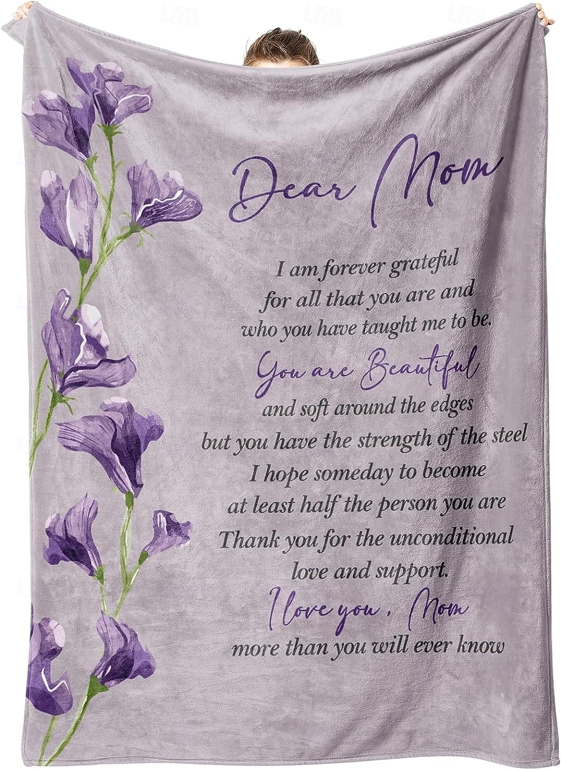 couverture fête des mères, une lettre à maman, cadeau fête des mères, couverture douce et confortable, cadeau parfait pour maman, motif floral ou cœur, chaud et confortable de 2025 ? $19.99 –P14