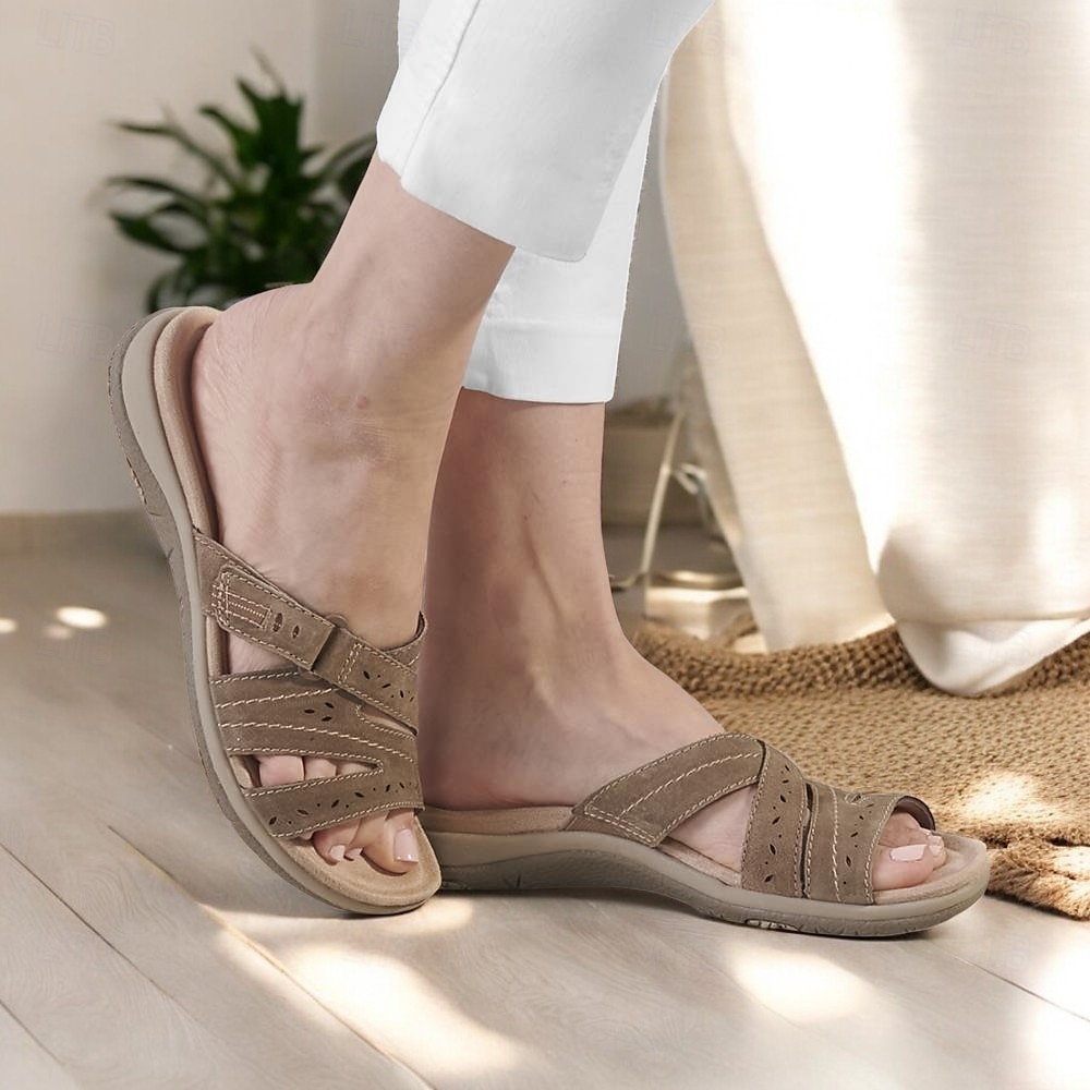 Damen Sandalen Hausschuhe Slippers Boho Flache Sandalen Hausschuhe im Freien Täglich Strand Feste Farbe Sommer Keilabsatz Klassisch Brautkleider schlicht PU Schwarz Weiß Rosa 2025 - $24.99 –P5
