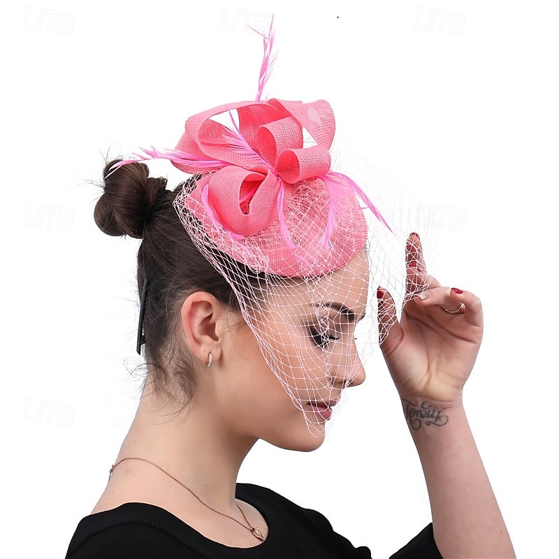 Kopfstück Federn Sinamay Hochzeit Abendgesellschaft Elegant Hochzeit Mit Feder Kopfschmuck Kopfbedeckung 2025 - $20.99 –P1