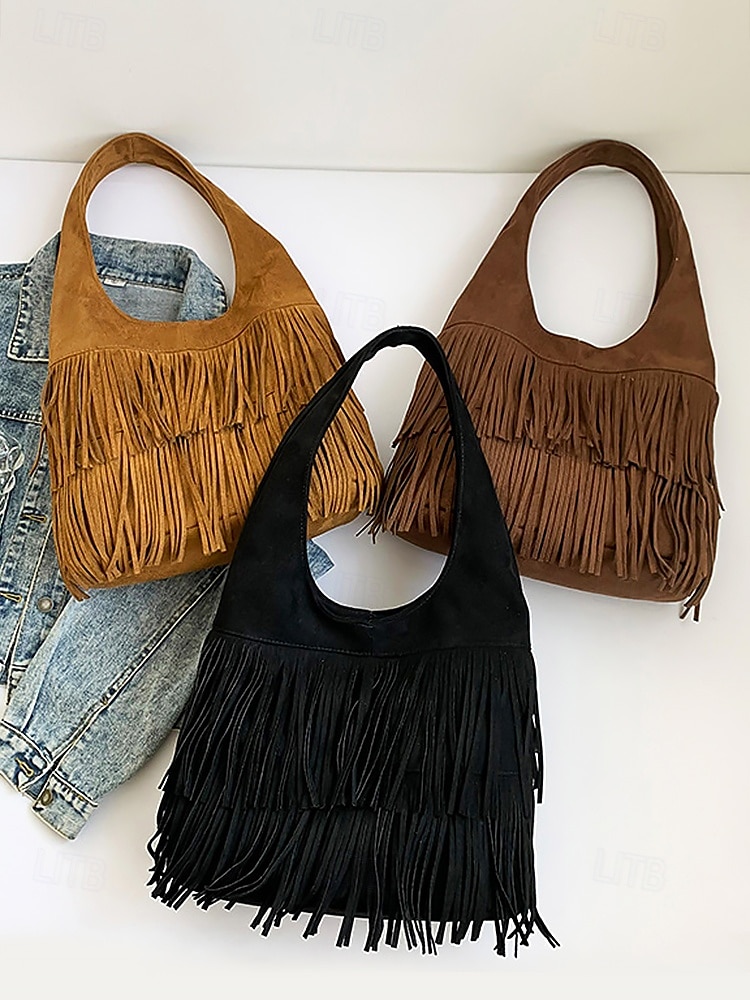 Women's Boho Fringe Shoulder Bag Hobo Handbag – Vintage Faux Suede Handbag for Music Festivals, Casual Outings & Travel 2025 - $24.99 –P5